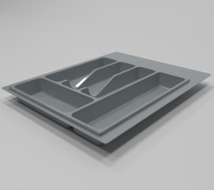 Емкость для столовых приборов (пластик)  в базу 450мм, серый (340х390)