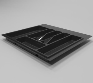 Емкость для столовых приборов (пластик)  в базу 600мм, черный (500х540)