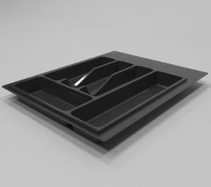 Емкость для столовых приборов (пластик)  в базу 450мм, черный (350х390)