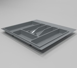 Емкость для столовых приборов (пластик)  в базу 600мм, серый (490х540)