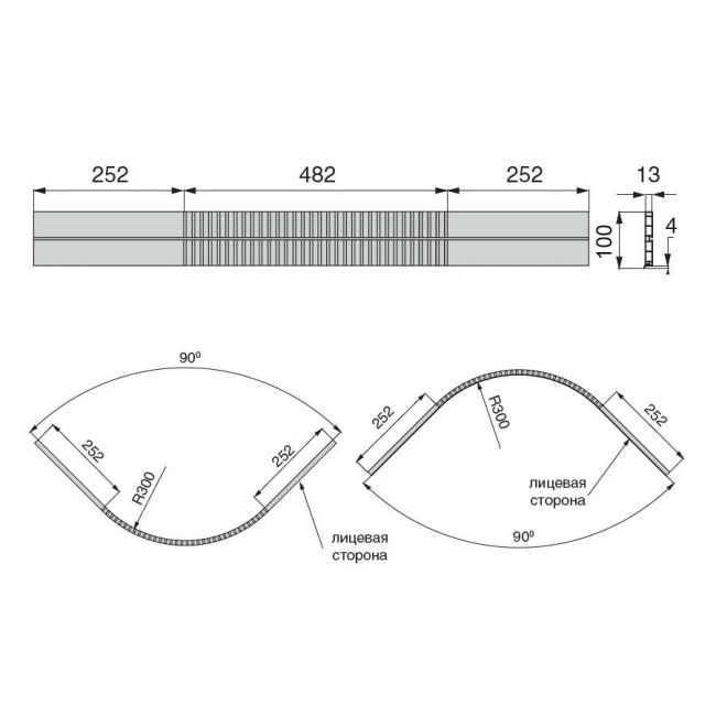 Закругление Н-100 дуб млечный №17